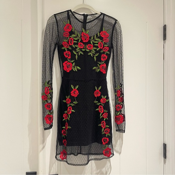 Lovers + Friends x Revolve Morella Black Lace Rose Dress - Picture 5 of 9